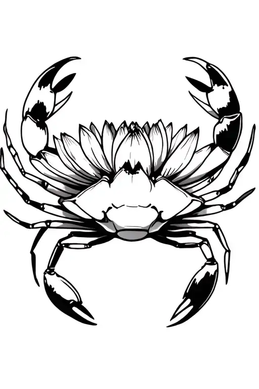 Crab and water lily flower tattoo design idea