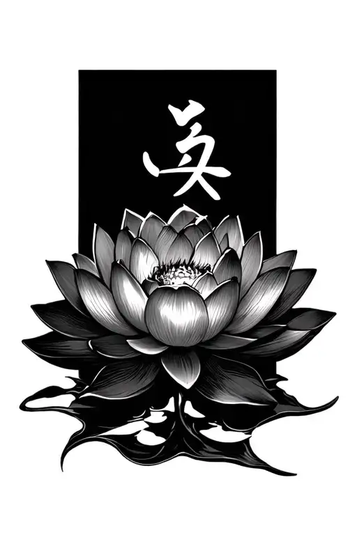 lotus flower blooming gaara love kanji tattoo design idea