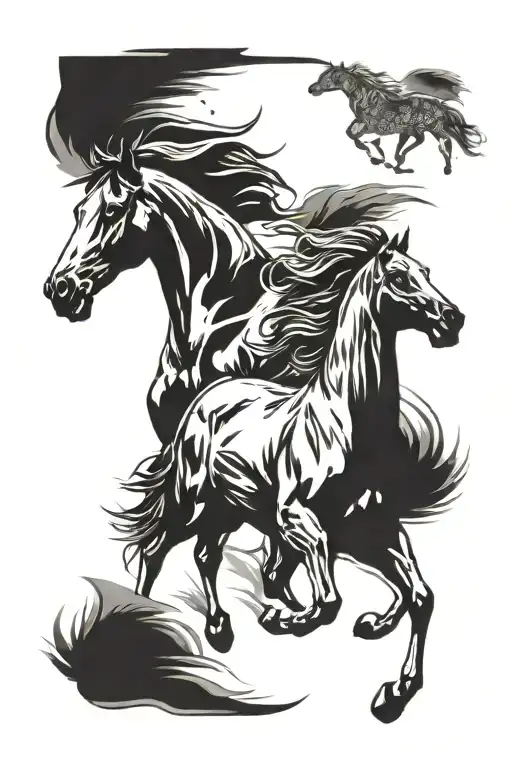 horses running tattoo design idea