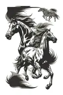 horses running tattoo design idea