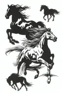 horses running tattoo design idea