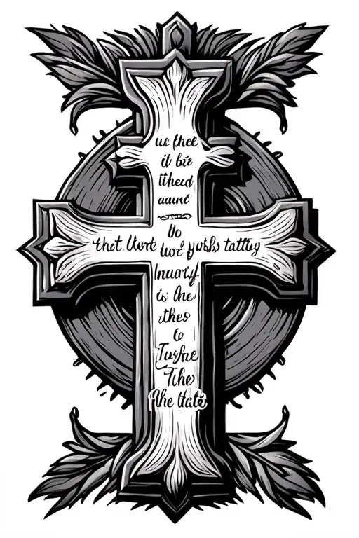 cross with Bible verse tattoo design idea