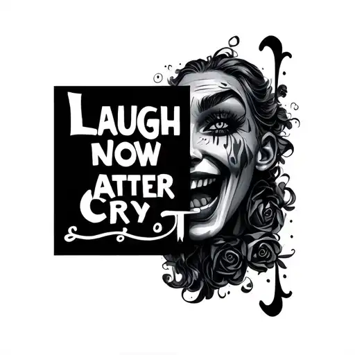 laugh now cry later  tattoo design idea