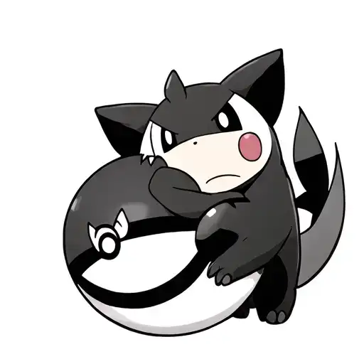 pokemon pokeball open with snorlax cuddling with mew, mewtwo and cubone tattoo design idea