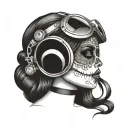 A Dia de los Muertos inspired tattoo of a girl  sugar skull pilot wearing aviator goggles tattoo design idea