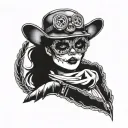 A Dia de los Muertos inspired tattoo of a girl  sugar skull pilot wearing aviator goggles tattoo design idea