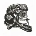 A Dia de los Muertos inspired tattoo of a girl  sugar skull pilot wearing aviator goggles tattoo design idea
