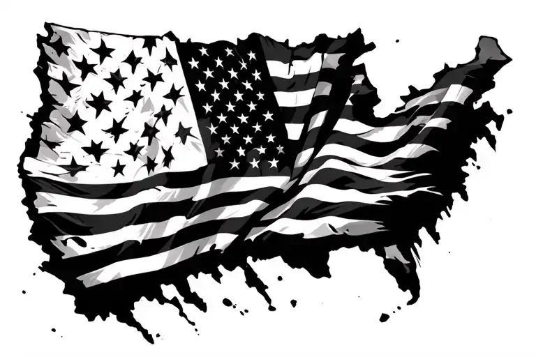 American flag, tattered American flag tattoo design idea
