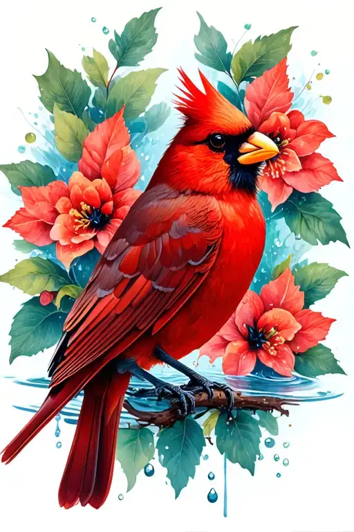 Lillie's, red cardinals and water tattoo design idea