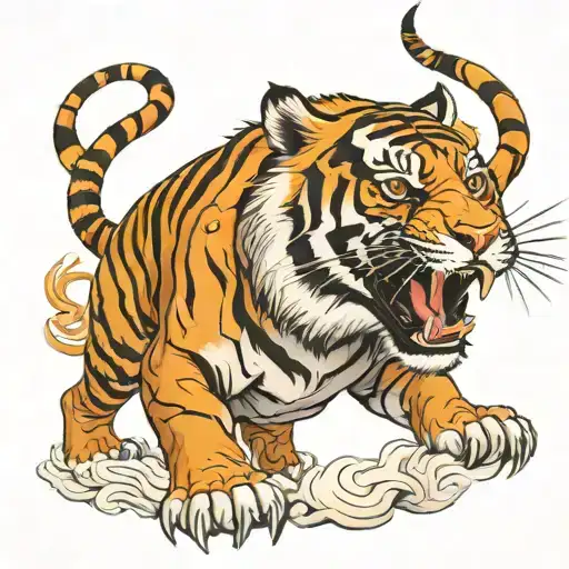 tibetan tiger roaring tattoo design idea