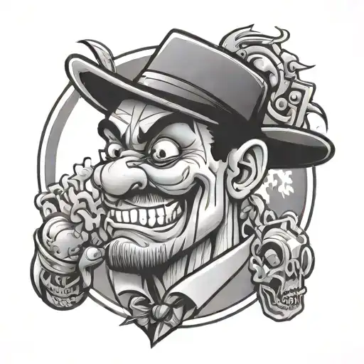 Gangster Cartoon tattoo design idea