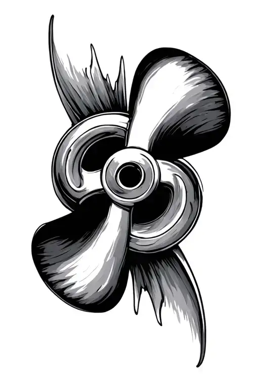 boat propeller cutting skin tattoo design idea