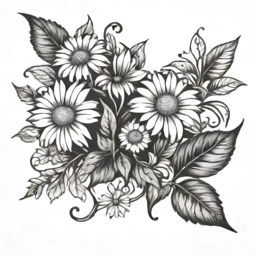 daisy with poison ivy stem tattoo design idea