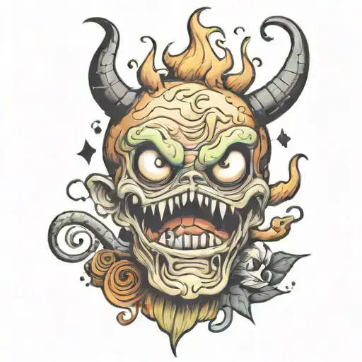 kawaii Halloween monster tattoo design idea