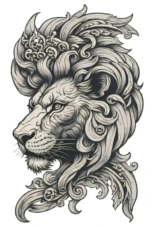 Czech Lion head surrounded tattoo design idea