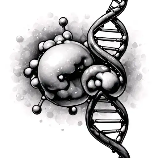 serotonin molecule and dna strand tattoo design idea