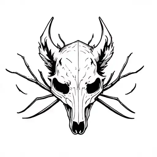 Wolf skull, spiderlily tattoo design idea
