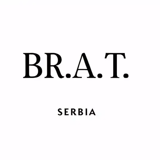 Letters B.R.A.T. in an elegant handwritten style. The tattoo should subtly represent concept of family, loyalty, SERBIA tattoo design idea