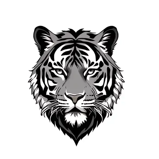 Create a tiger tattoo in the same style as the lion tattoo that the Escanor character has on the back tattoo design idea