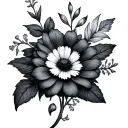 April, September, November, and December birth flowers tattoo design idea