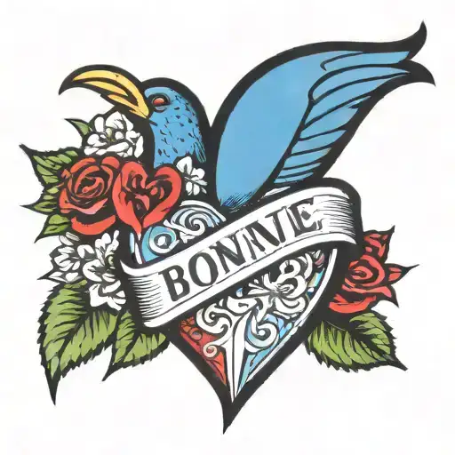 heart with Bonnie Sue tattoo design idea