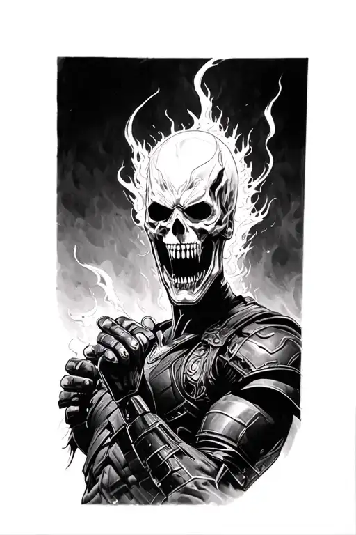 a forearm sleeve must include the marvel super hero ghost rider  tattoo design idea