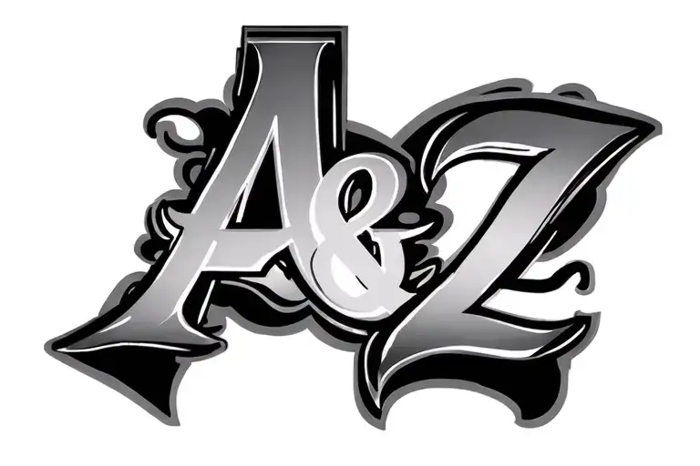 A & Z letters in cursive tattoo design idea