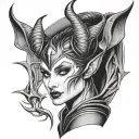 Maleficent with dragon wrapped tattoo design idea