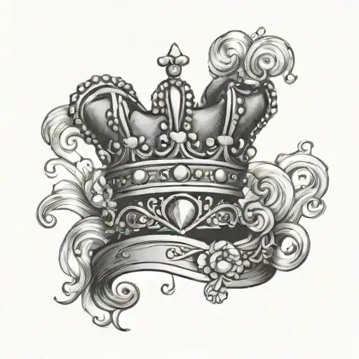 1 crown 1 tiaras big hair fairytale scene tattoo design idea