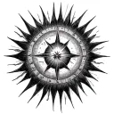 I want a 6-pointed sun, the center with the metaphor of time passing, and a star that orbits everything tattoo design idea