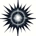 I want a 6-pointed sun, the center with the metaphor of time passing, and a star that orbits everything tattoo design idea