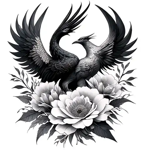 Osiris and Phoenix Flowers Venetian tattoo design idea