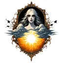 sun and clouds  tattoo design idea