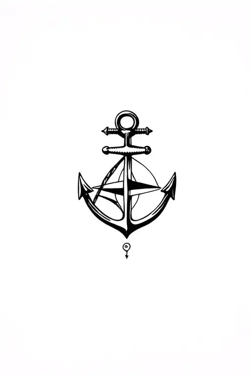 Anchor and compass tattoo design idea