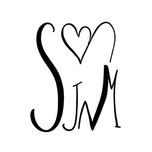 intertwine the letters S, J, M. use a heart shape for the j. fine line tattoo tattoo design idea