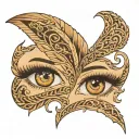 2 woman's eyes and eyebrow with the name sienna woven into the eyes  tattoo design idea