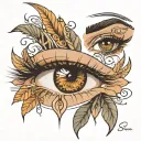 2 woman's eyes and eyebrow with the name sienna woven into the eyes  tattoo design idea