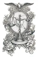 Libra symbol surrounded tattoo design idea