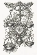 Libra symbol surrounded tattoo design idea