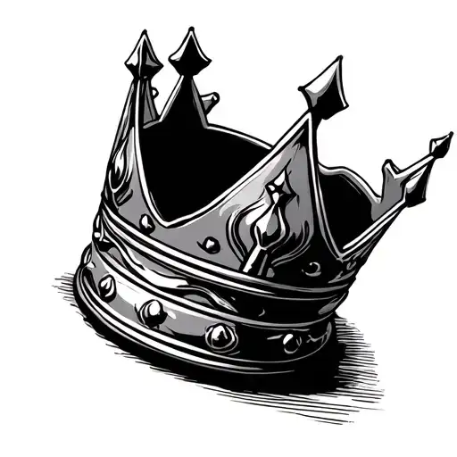 Three-point crown sitting on kitchen table tattoo design idea