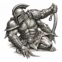 spartan kneeling tattoo design idea