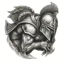 spartan kneeling tattoo design idea