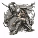 spartan kneeling tattoo design idea