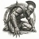 spartan kneeling tattoo design idea