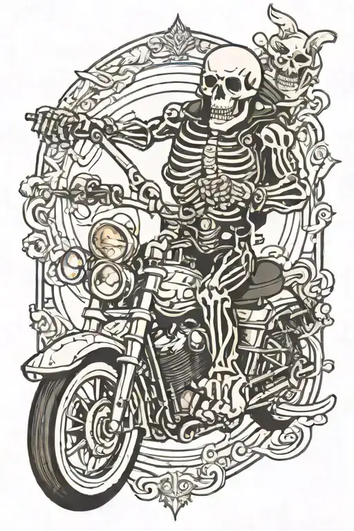 skeleton riding harley tattoo design idea