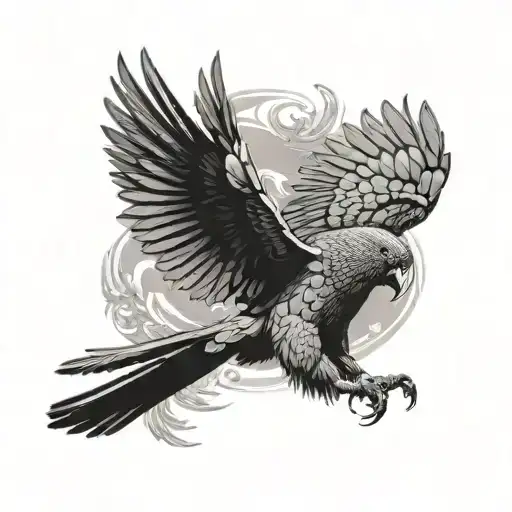 black cockatoo flying away tattoo design idea