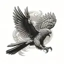 black cockatoo flying away tattoo design idea