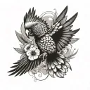black cockatoo flying away tattoo design idea