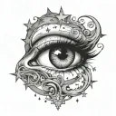 schizophrenia love eyes stars tattoo design idea