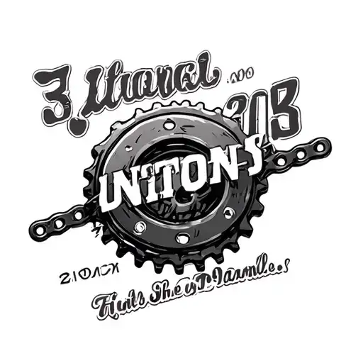 Text, date surrounded by a motorcycle chain and sprocket tattoo design idea